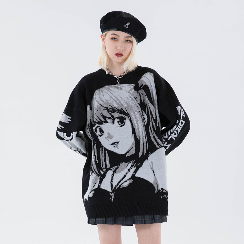 Knitted Harajuku Winter Clothes Women 2020 Oversized Sweaters Long Sleeve Top Gothic Fashion Japanese Kawaii Cartoon Streetwear