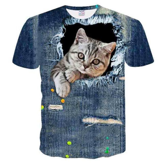 2021 Fashion New Cool T-shirt women3D T-shirt Print Cat Short Sleeve   Tees Female T-Shirt Oversize Y2K Clothes