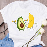 Women Graphic Avocado Cat Printing Cartoon Fruit Clothes Floral Lady Clothing Female Tees Print Tops T Shirt  Womens T-Shirt