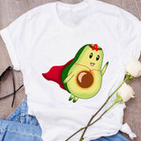 Women Graphic Avocado Cat Printing Cartoon Fruit Clothes Floral Lady Clothing Female Tees Print Tops T Shirt  Womens T-Shirt