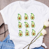 Women Graphic Avocado Cat Printing Cartoon Fruit Clothes Floral Lady Clothing Female Tees Print Tops T Shirt  Womens T-Shirt