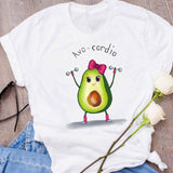 Women Graphic Avocado Cat Printing Cartoon Fruit Clothes Floral Lady Clothing Female Tees Print Tops T Shirt  Womens T-Shirt