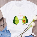 Women Graphic Avocado Cat Printing Cartoon Fruit Clothes Floral Lady Clothing Female Tees Print Tops T Shirt  Womens T-Shirt