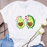 Women Graphic Avocado Cat Printing Cartoon Fruit Clothes Floral Lady Clothing Female Tees Print Tops T Shirt  Womens T-Shirt